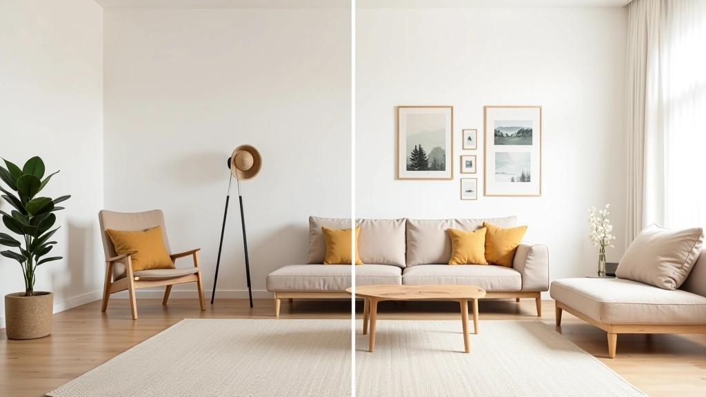 Room with different area rugs and color schemes