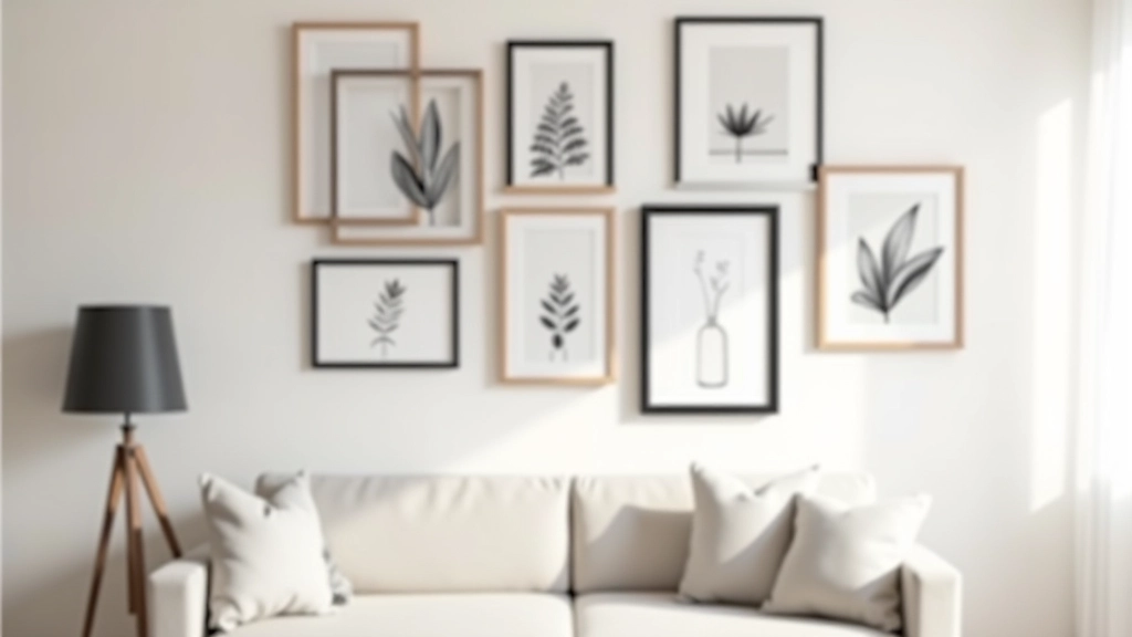 Gallery wall with framed art and photography
